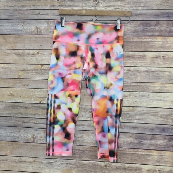 adidas Pants - Adidas Pink Watercolor Crop Tights Leggings Small